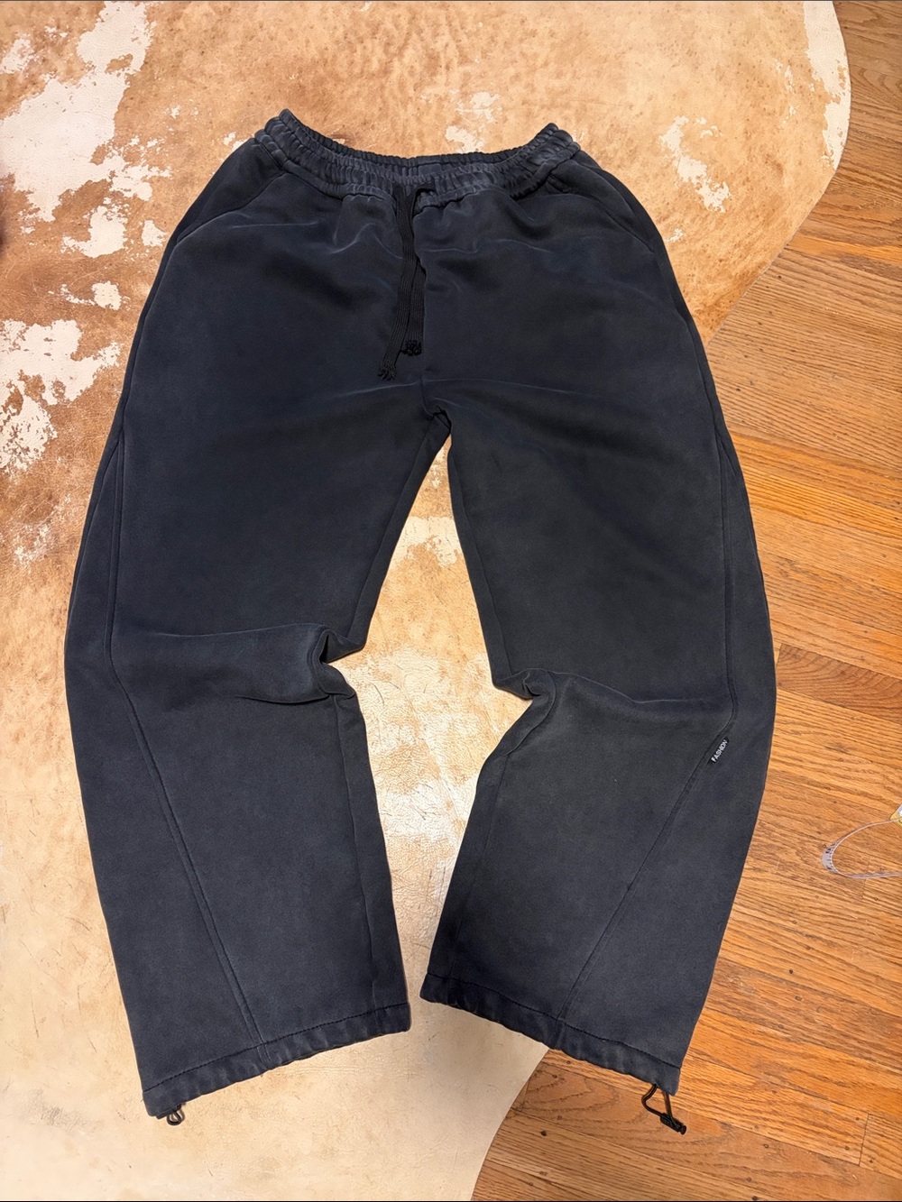 “Aelfric Eden” inspired baggy wide leg Faded Black Drawstring Joggers.
